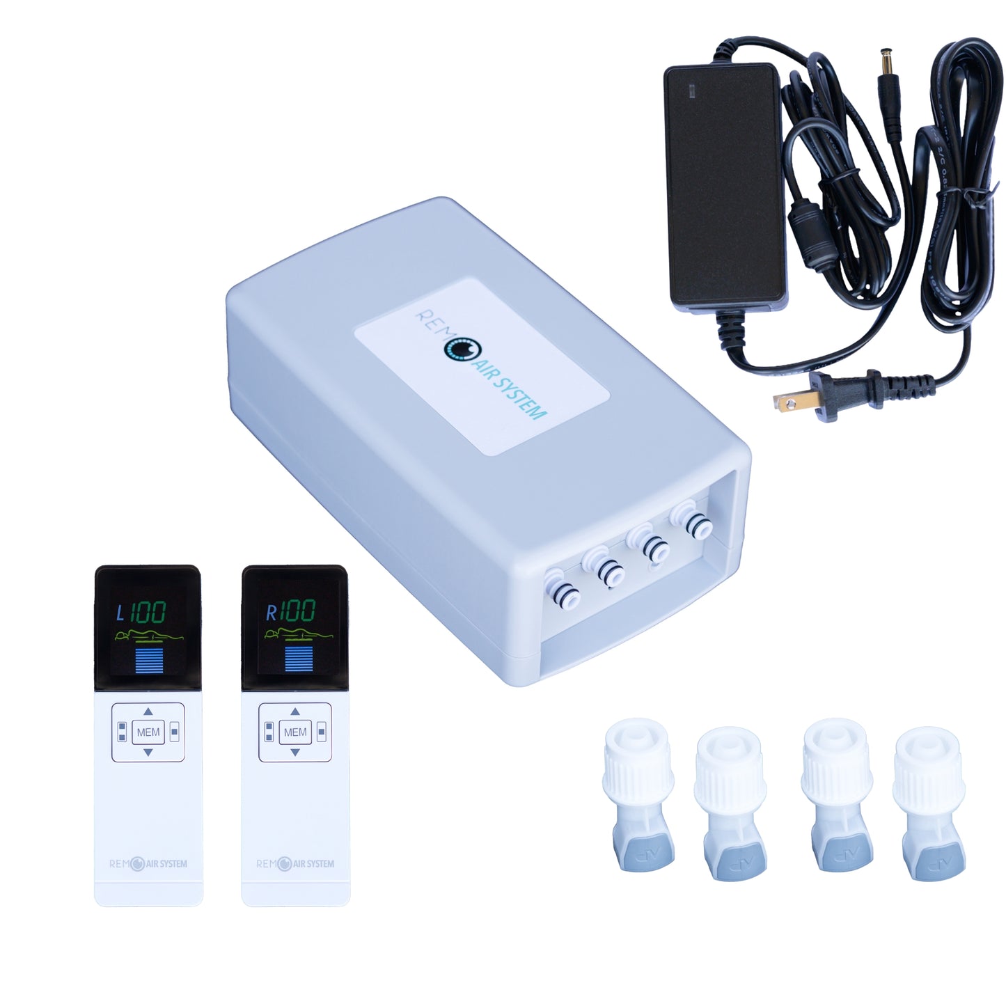 Complete 4 valve REM Air System replacement pump kit with wireless remotes and power adapter